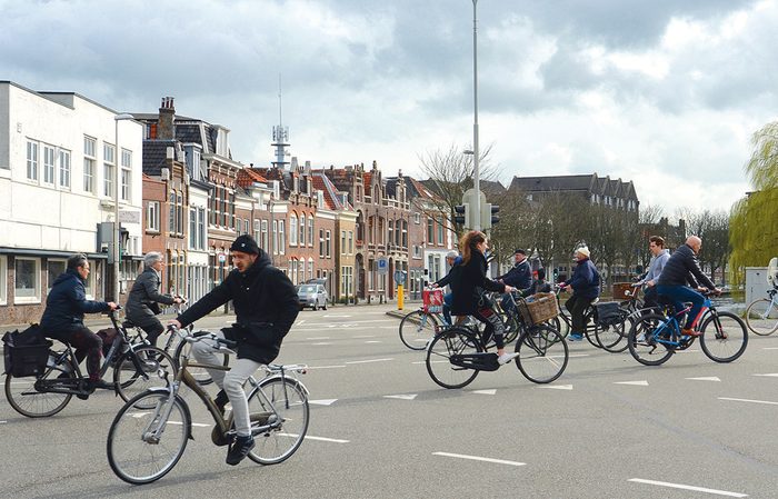 Cyclists in Gouda, Netherlands