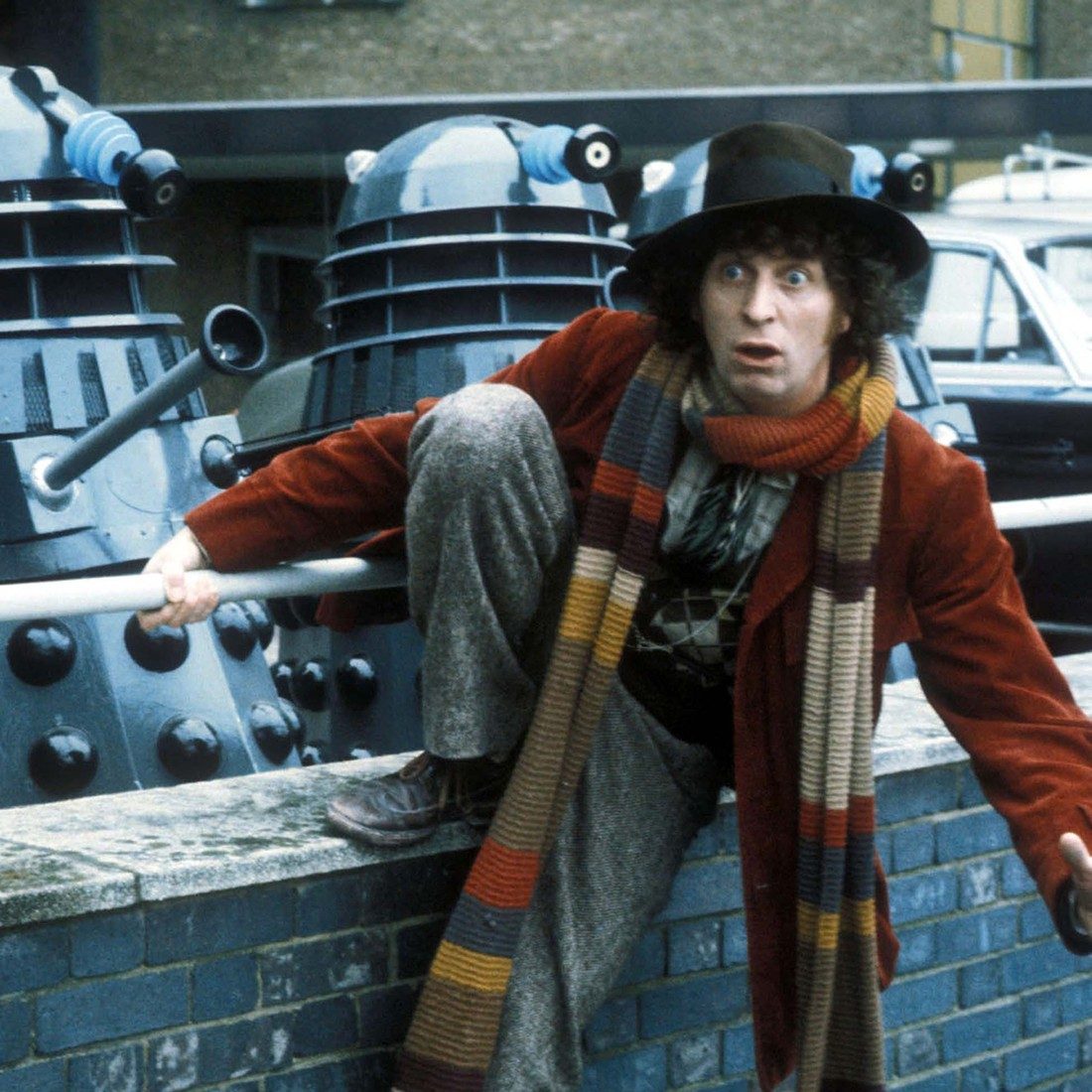 Classic Doctor Who on BritBox - Tom Baker as The Doctor with Daleks