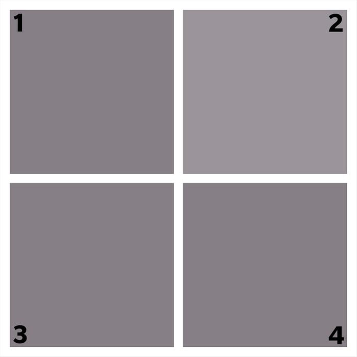 four gray squares. one is different.