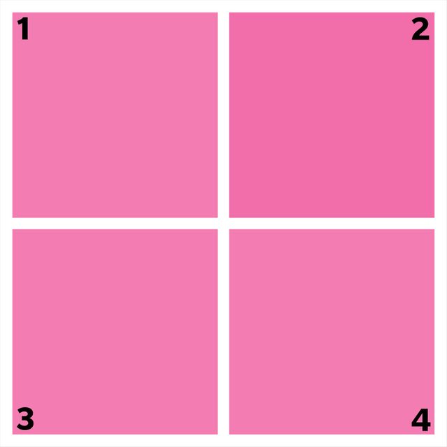 four pink squares. one is different.