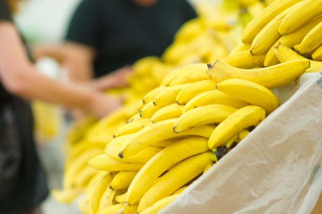 Produce section - Shelf of bananas