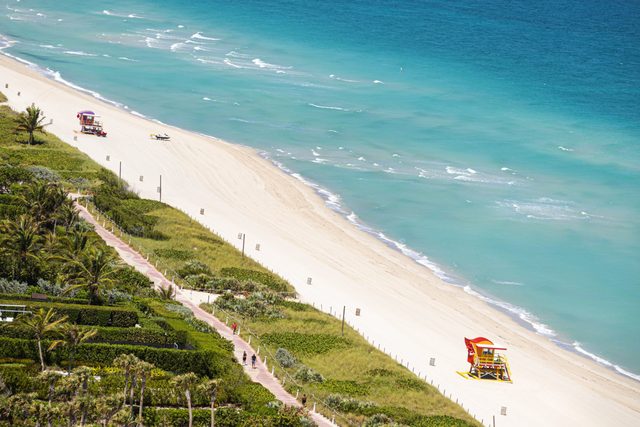 Florida, Miami Beach, Aerial of North Beach, Closed due to Coronavirus Pandemic