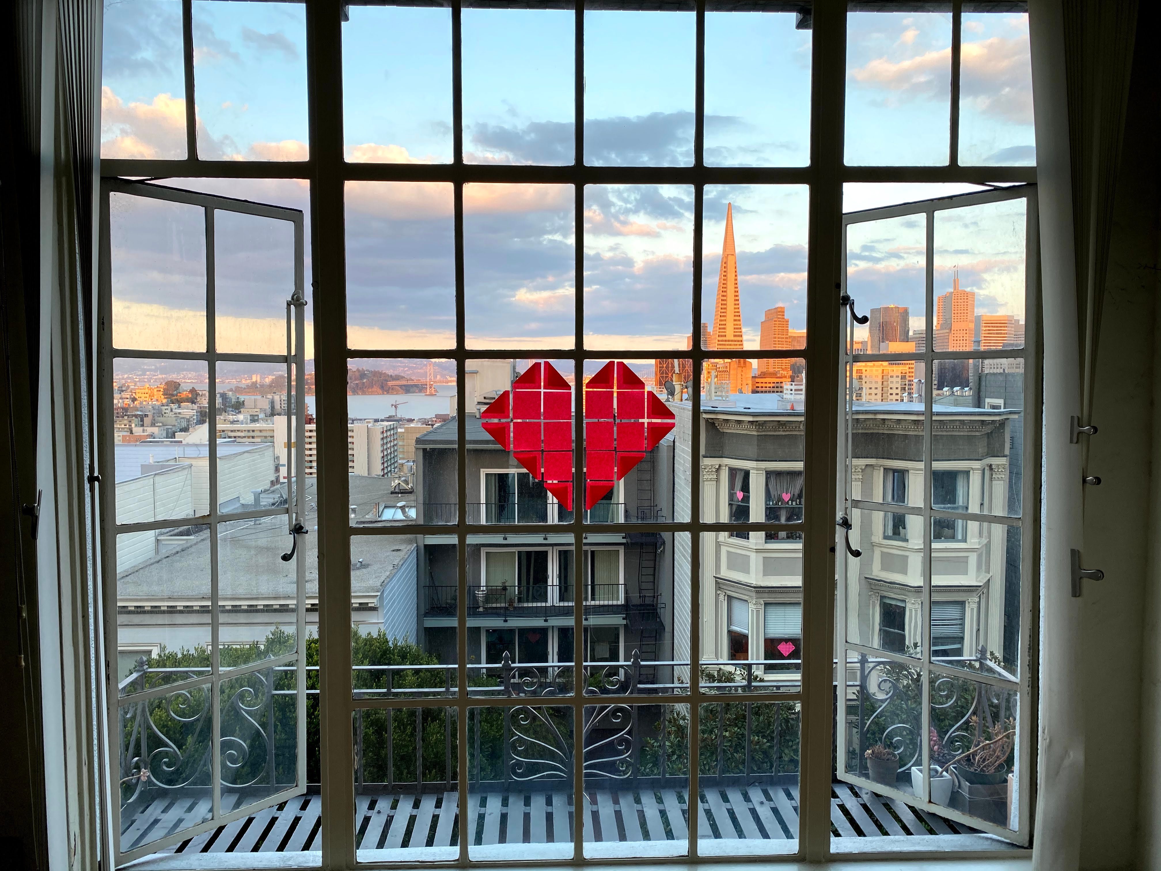 Hearts on window