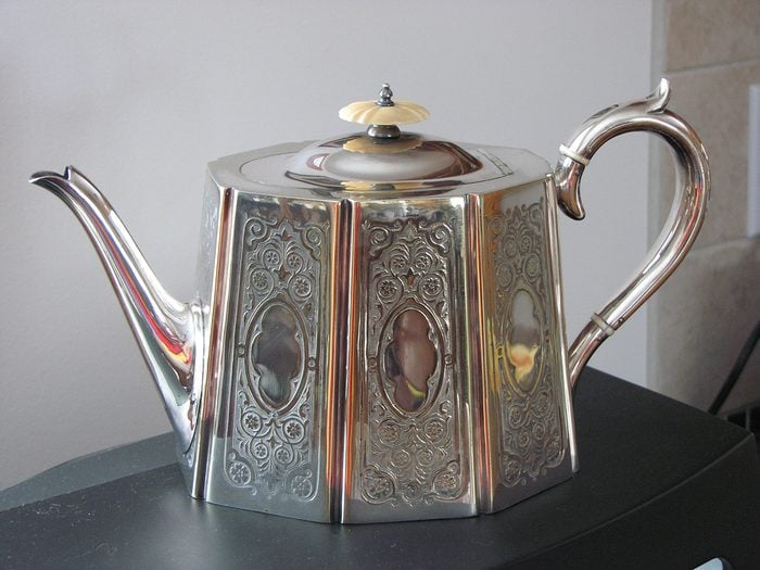 historical canadian photos - vintage silver teapot