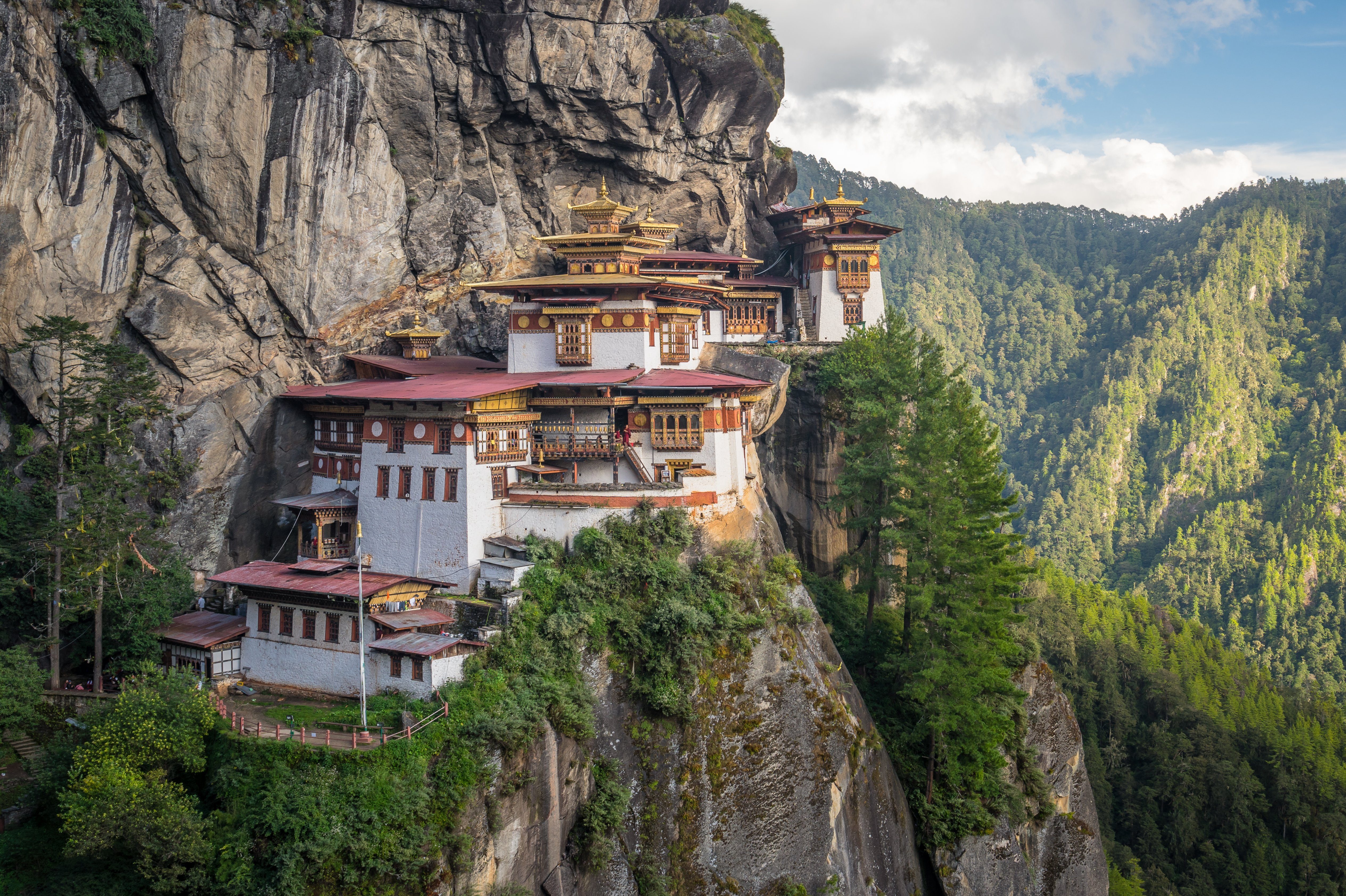 Taktsang monastery, landmark of Paro valley in Bhutan