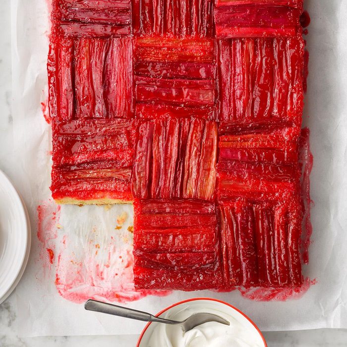 Strawberry-Rhubarb Upside-Down Cake recipe