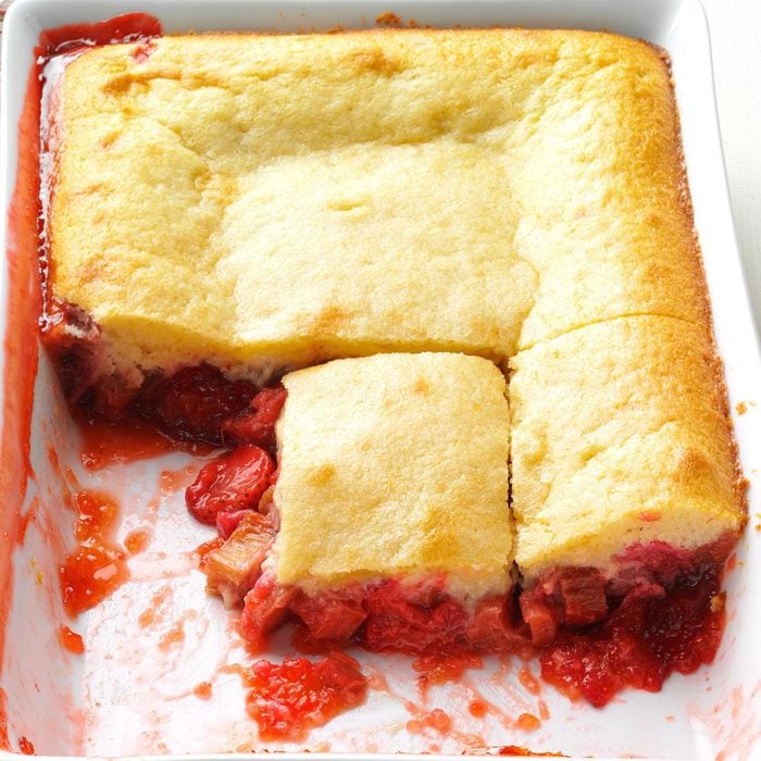 Strawberry-Rhubarb Flip Cake recipe