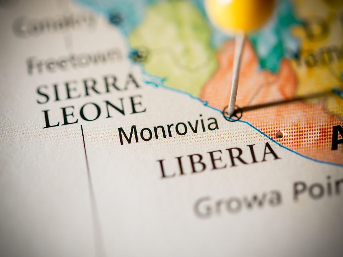 Monrovia capital of Liberia - on a map