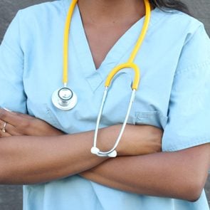 Female african american medical professional - Stock image with copy space