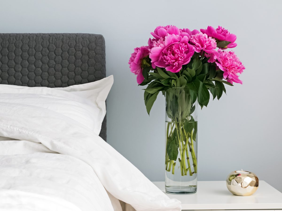 Flowers on bedside table
