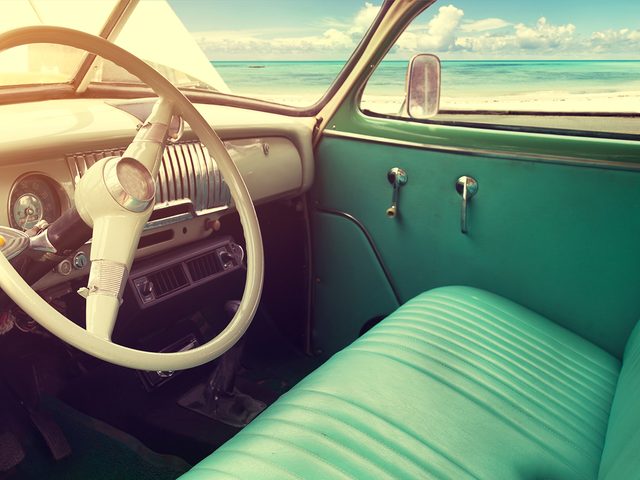 Vintage car features - front bench seat
