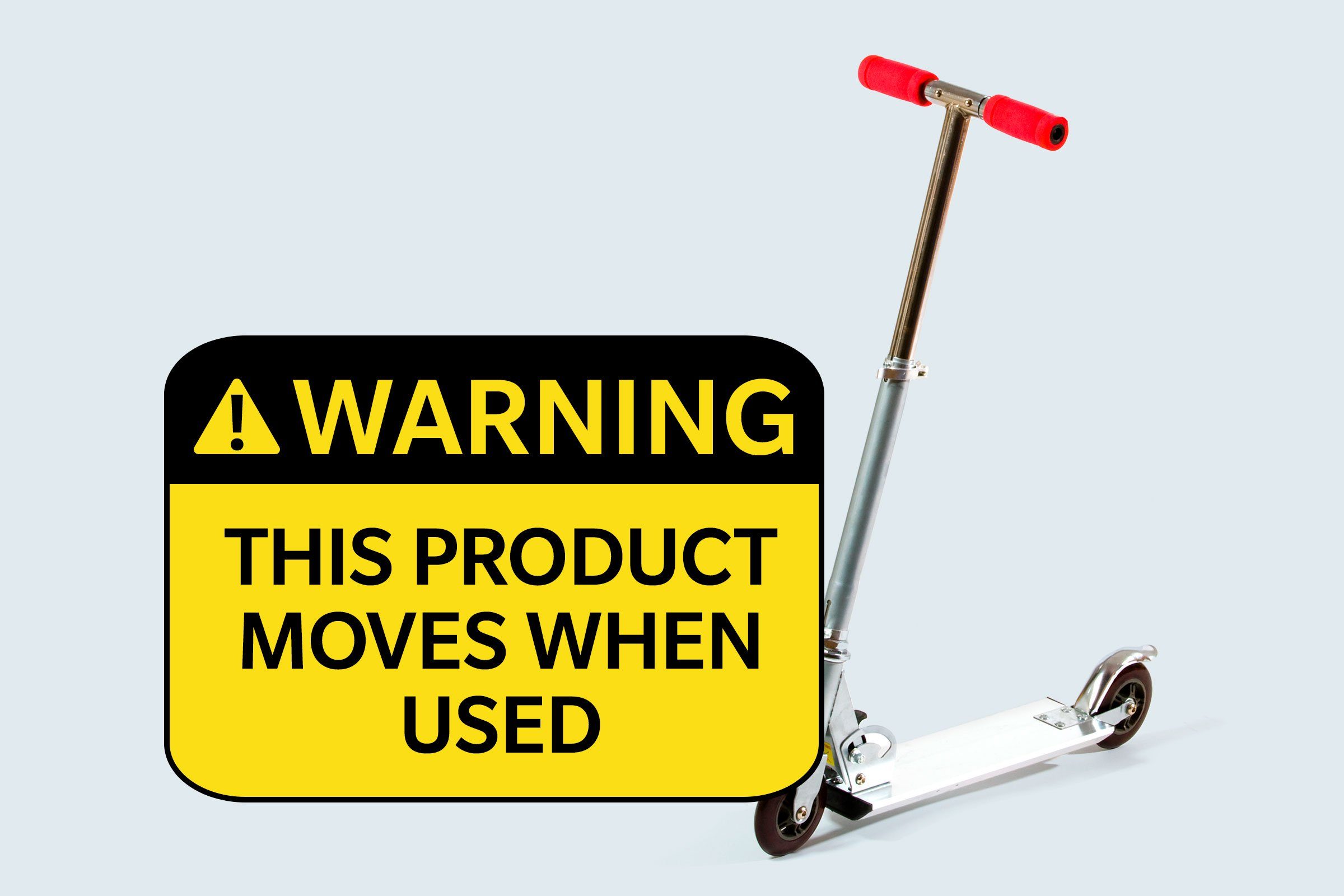 scooter. warning: this product moves when used