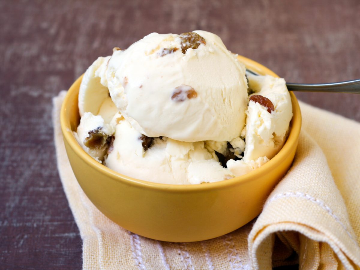 Homemade raisin ice cream