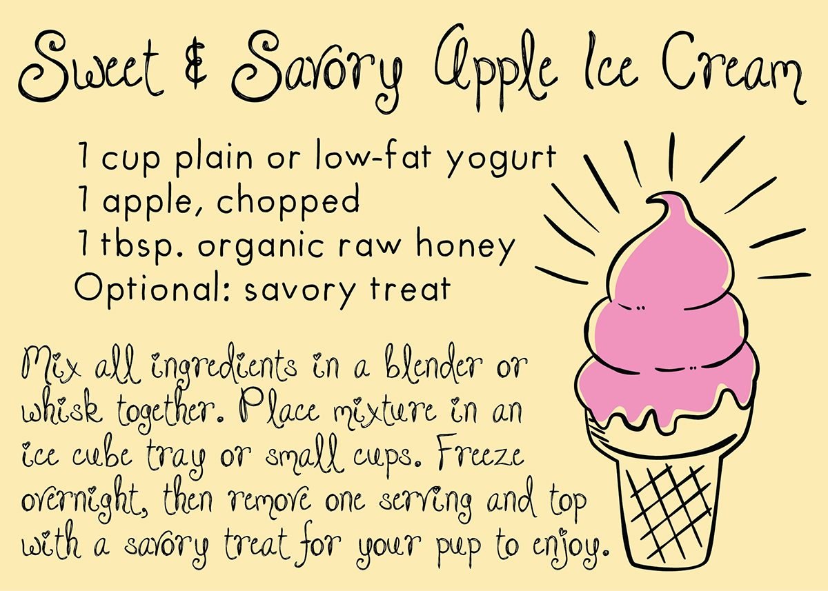 Homemade dog food recipes - Sweet & Savory Apple Ice Cream recipe for dogs