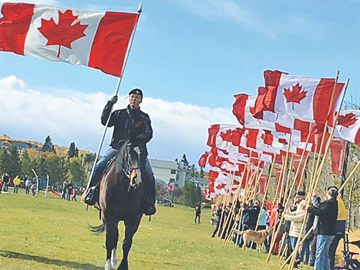 Cpl. Mary MacEachern (Ret’d) at a 2018 Flags of Remembrance tribute