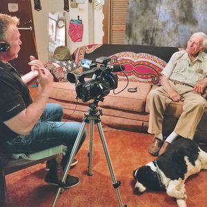Peter Mason/SAS (Retd) and his dog, Tess, during a home interview
