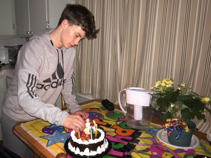 Teenage boy celebrating his birthday