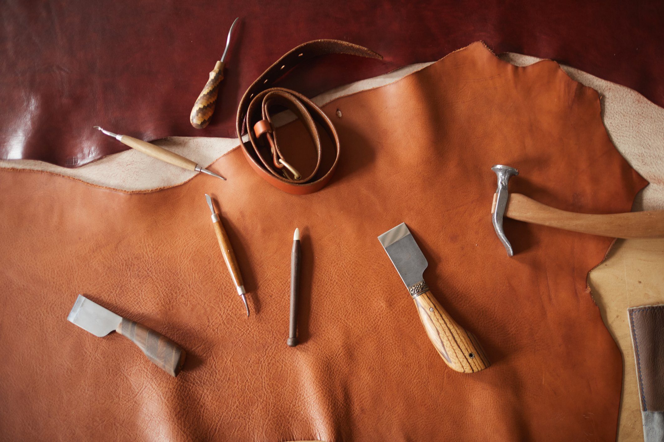 Leather Craft Tools Flat Lay