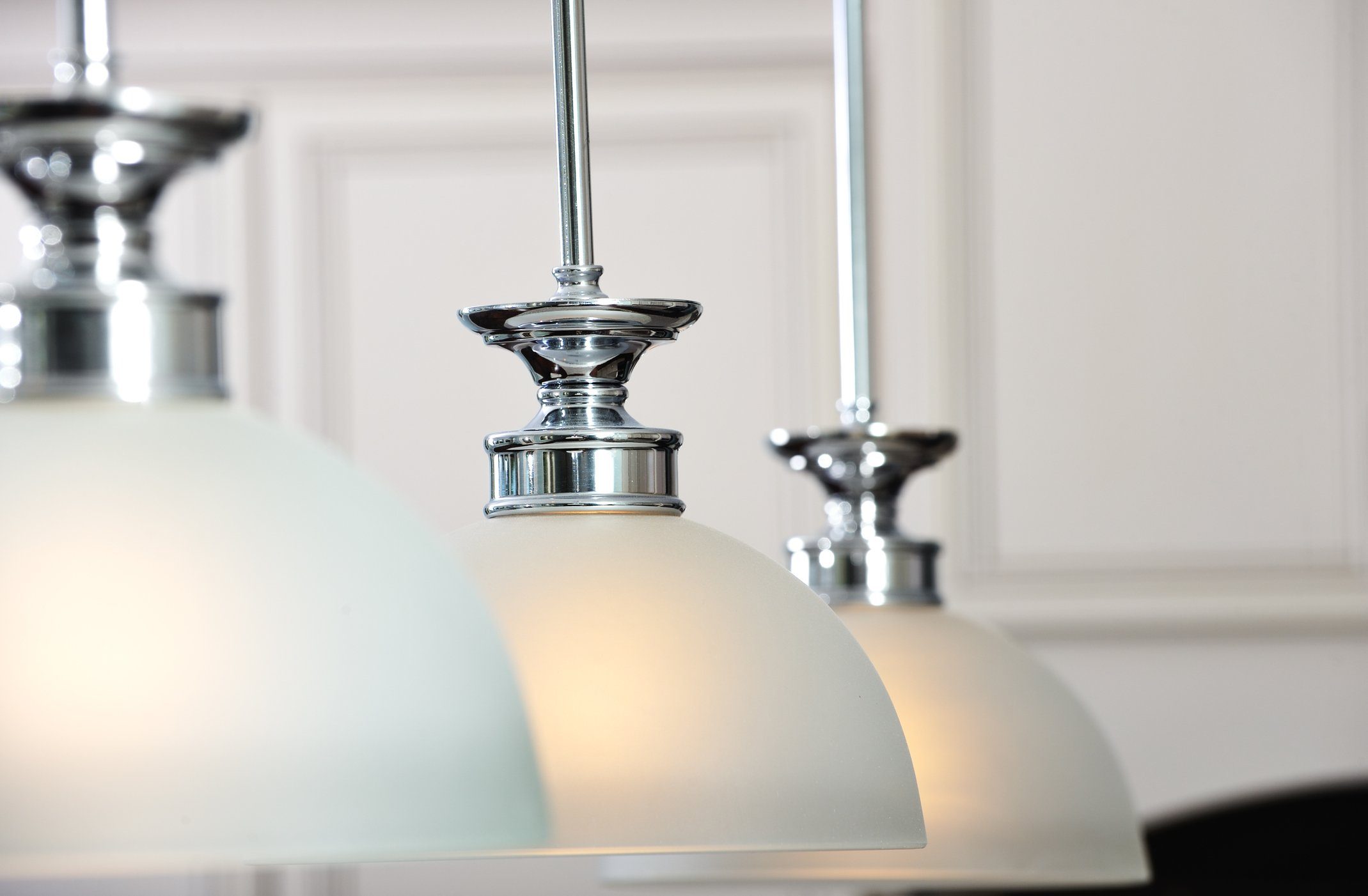 Interior ceiling lightings with white semi-spherical covers