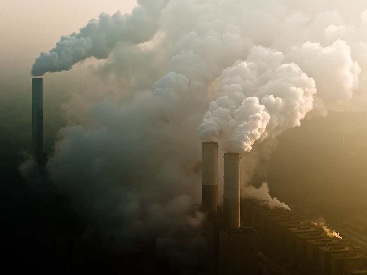 Good news - coal burning power plants smokestacks pollution