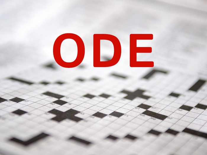 Crossword puzzle answers - Ode