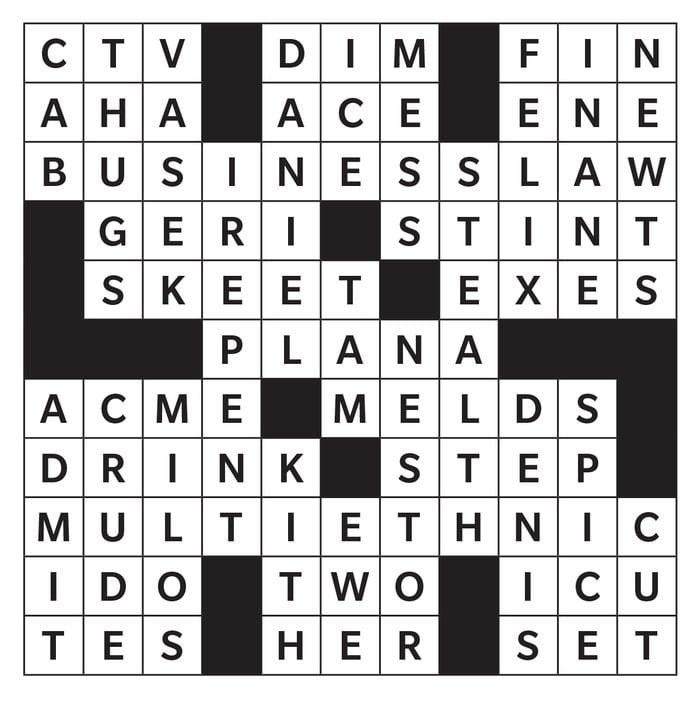 Printable crossword answer - October 2020