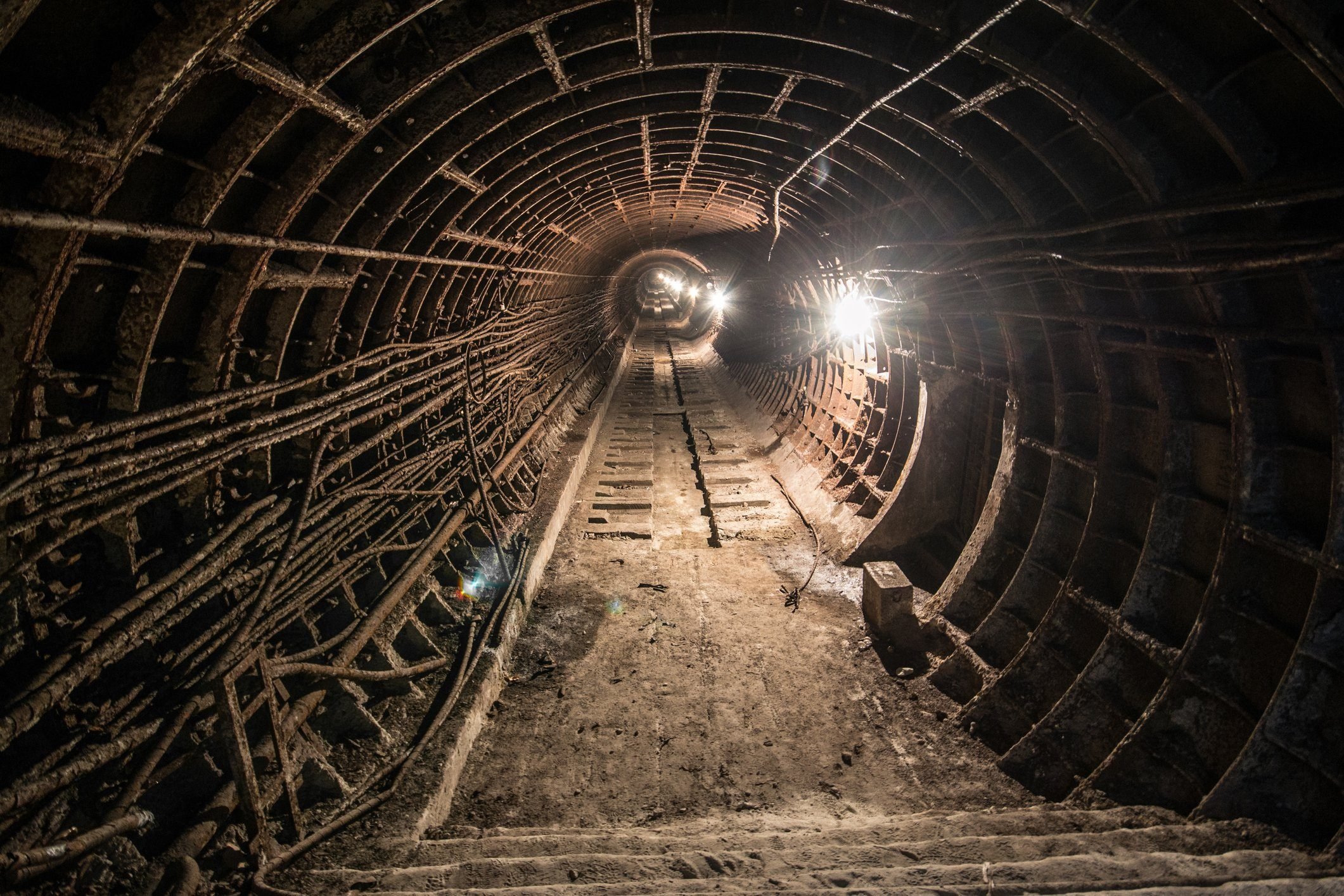 Abandoned subway tunnel. Kiev, Ukraine. Kyiv, Ukraine