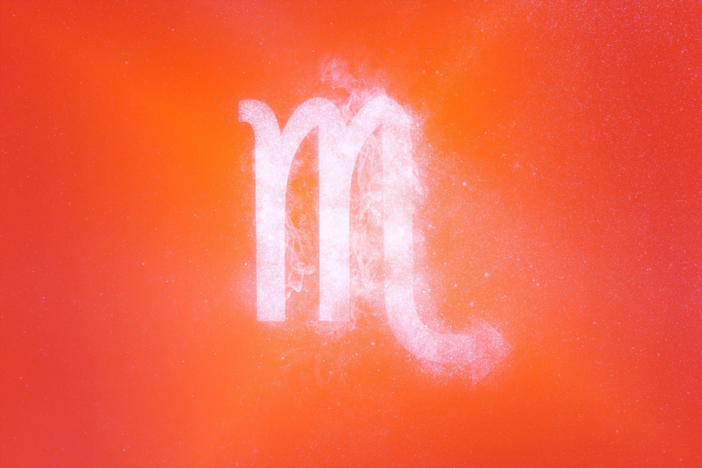 scorpio symbol with red-orange gradient overlay