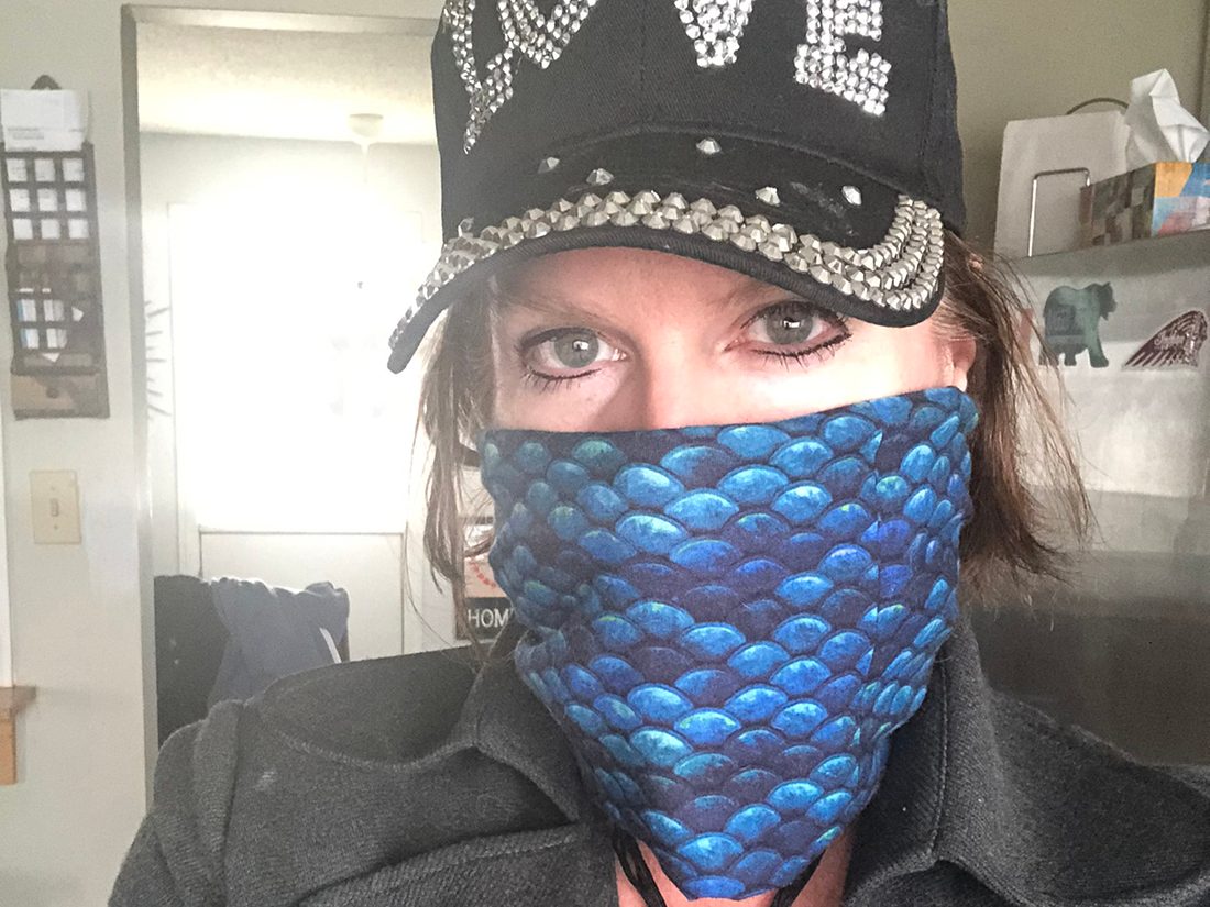 Face mask selfies from across Canada - blue scale mask