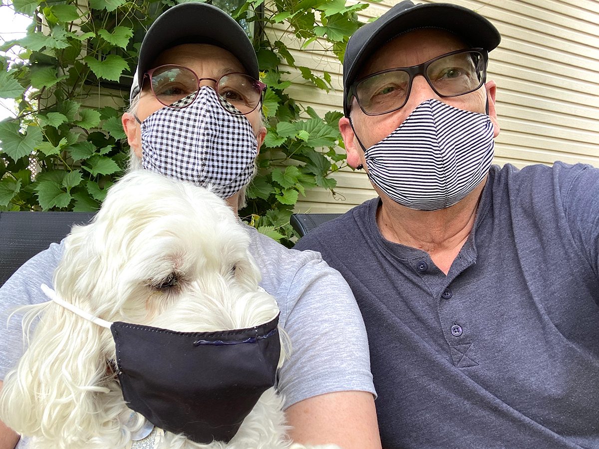 Face mask selfies from across Canada - dog in mask