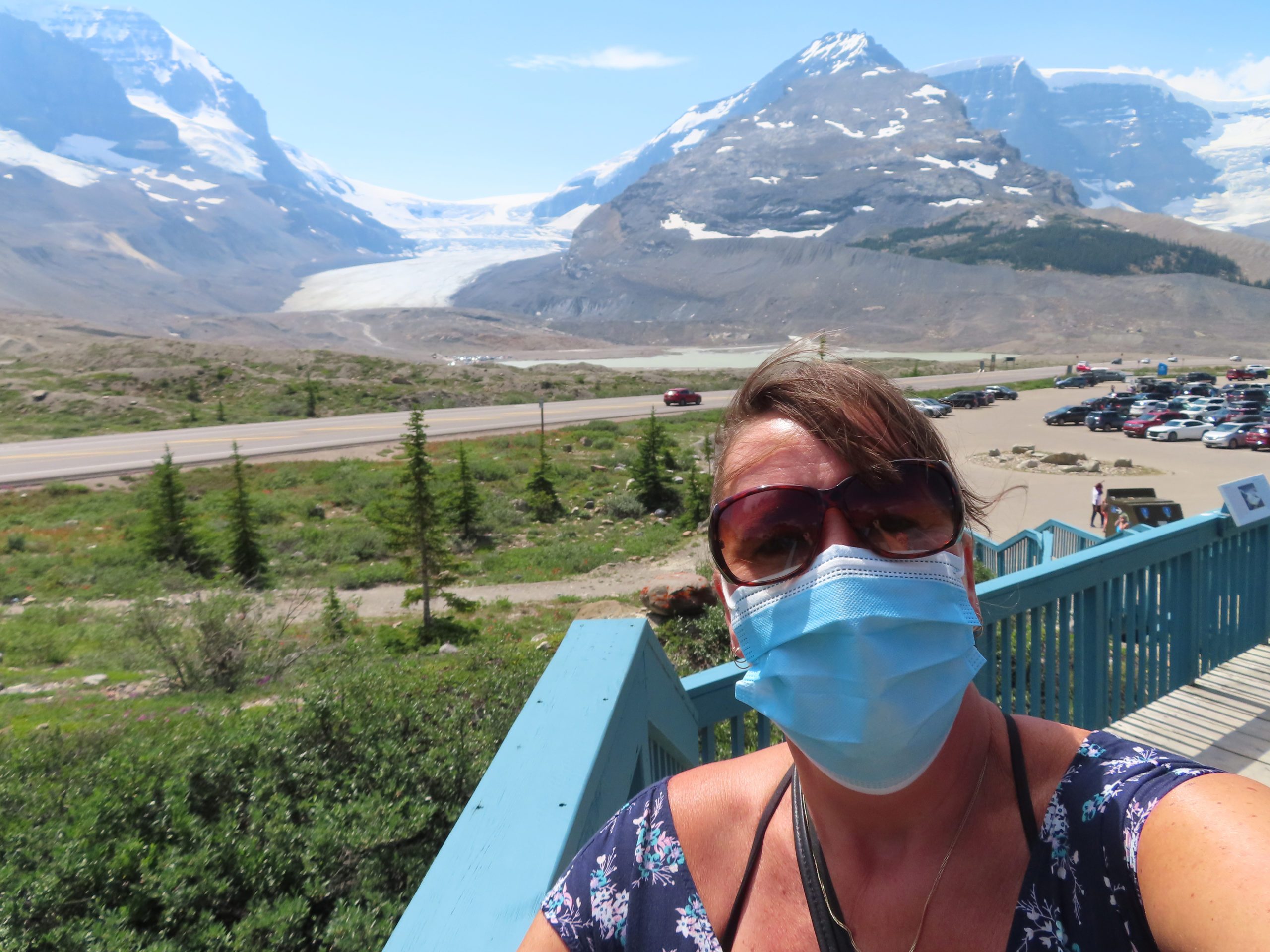 Face mask selfies from across Canada - woman in mask near mountains