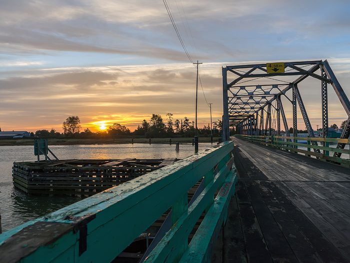 Ladner BC - Westham Island Bridge at sunrise