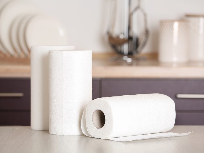 Things you shouldn't clean with paper towel - paper towel rolls in kitchen