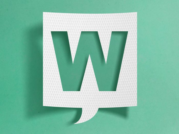 Why W is pronounced double U - Speech bubble with letter W