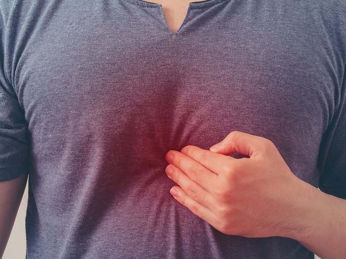 Ulcer symptoms - man with chest pain