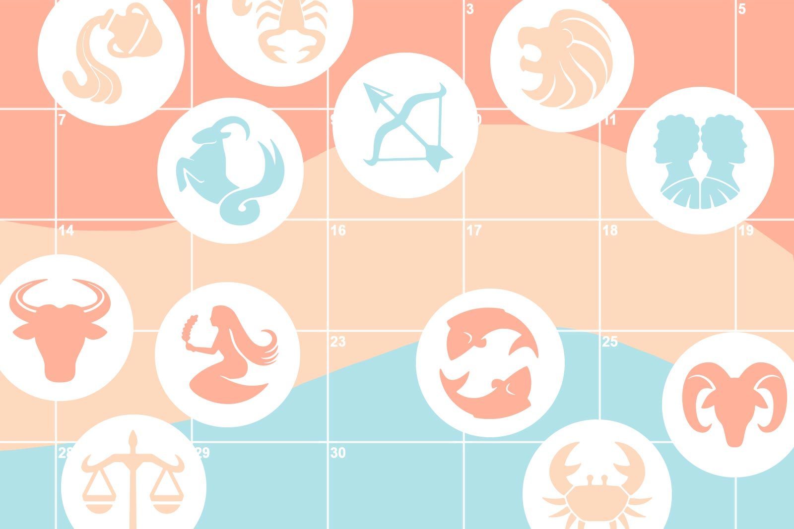 Zodiac symbols on top of calendar page