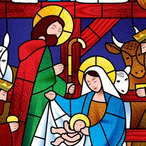 Nativity scene stained glass concept
