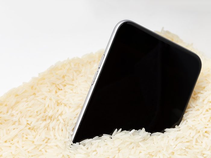 Putting phone in rice