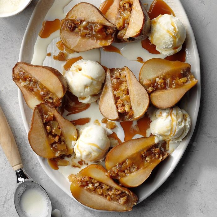 Winter desserts - Slow-Cooked Gingered Pears