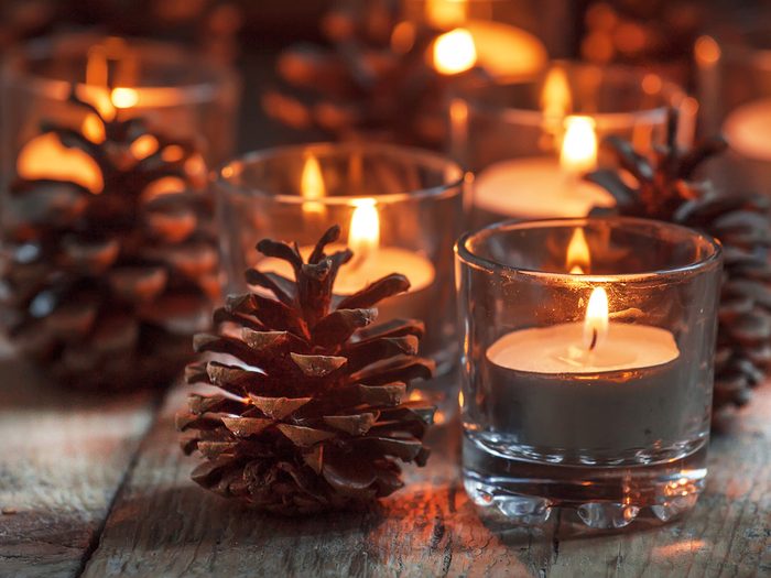 Christmas safety - holiday candles and pinecones