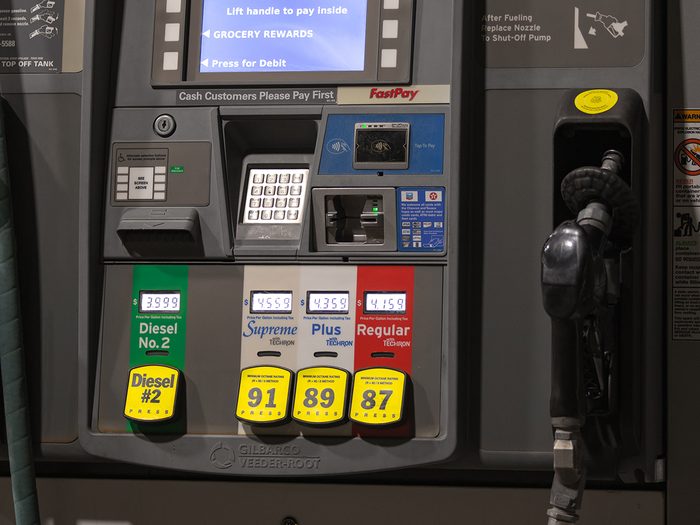 Different fuel grades at the gas pumps