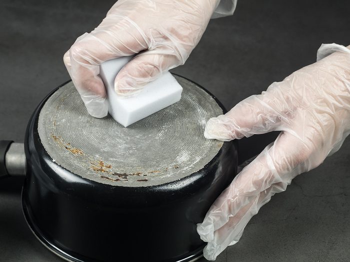 Magic Eraser scrubbing pot