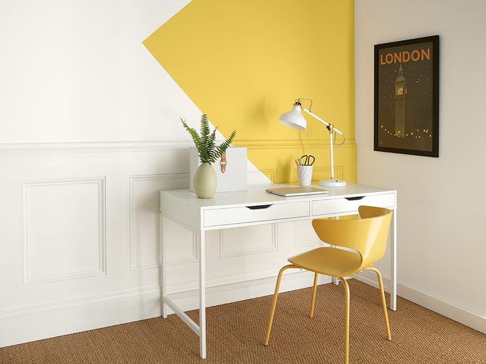 Behr yellow paint accent in office