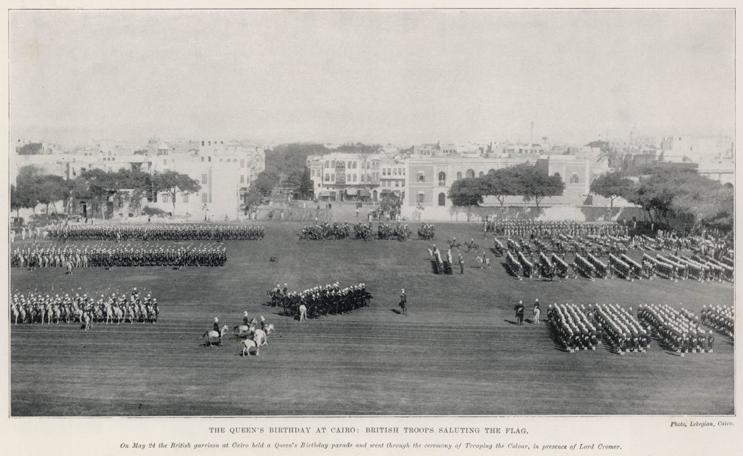 British Troops Saluting the Flag During the Queen's Birthday Celebrations in Cairo