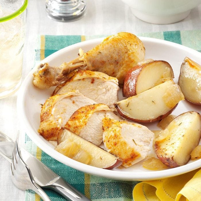 Peppery chicken with potatoes recipe