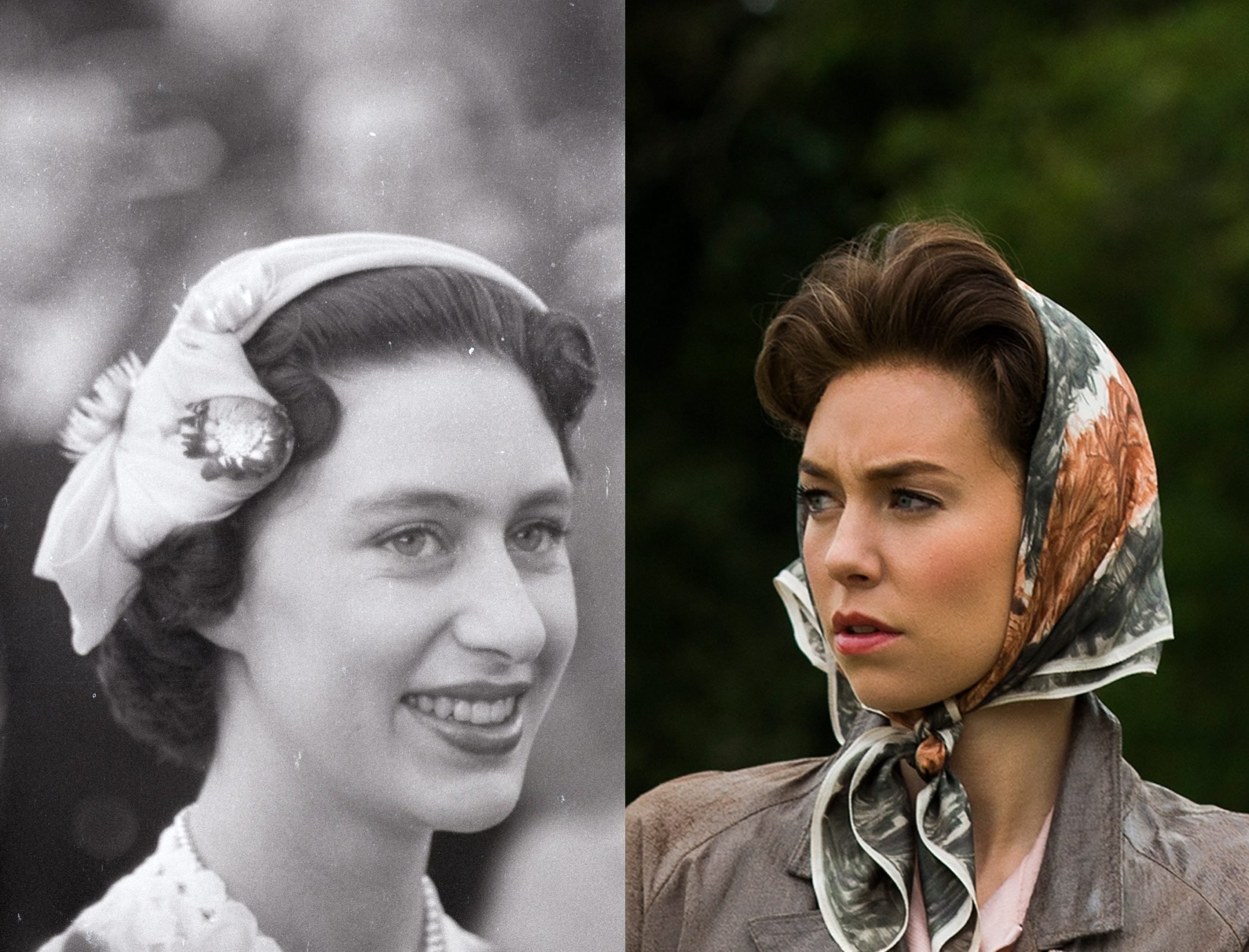 Princess Margaret Rose of York as a young woman, as played by Vanessa Kirby