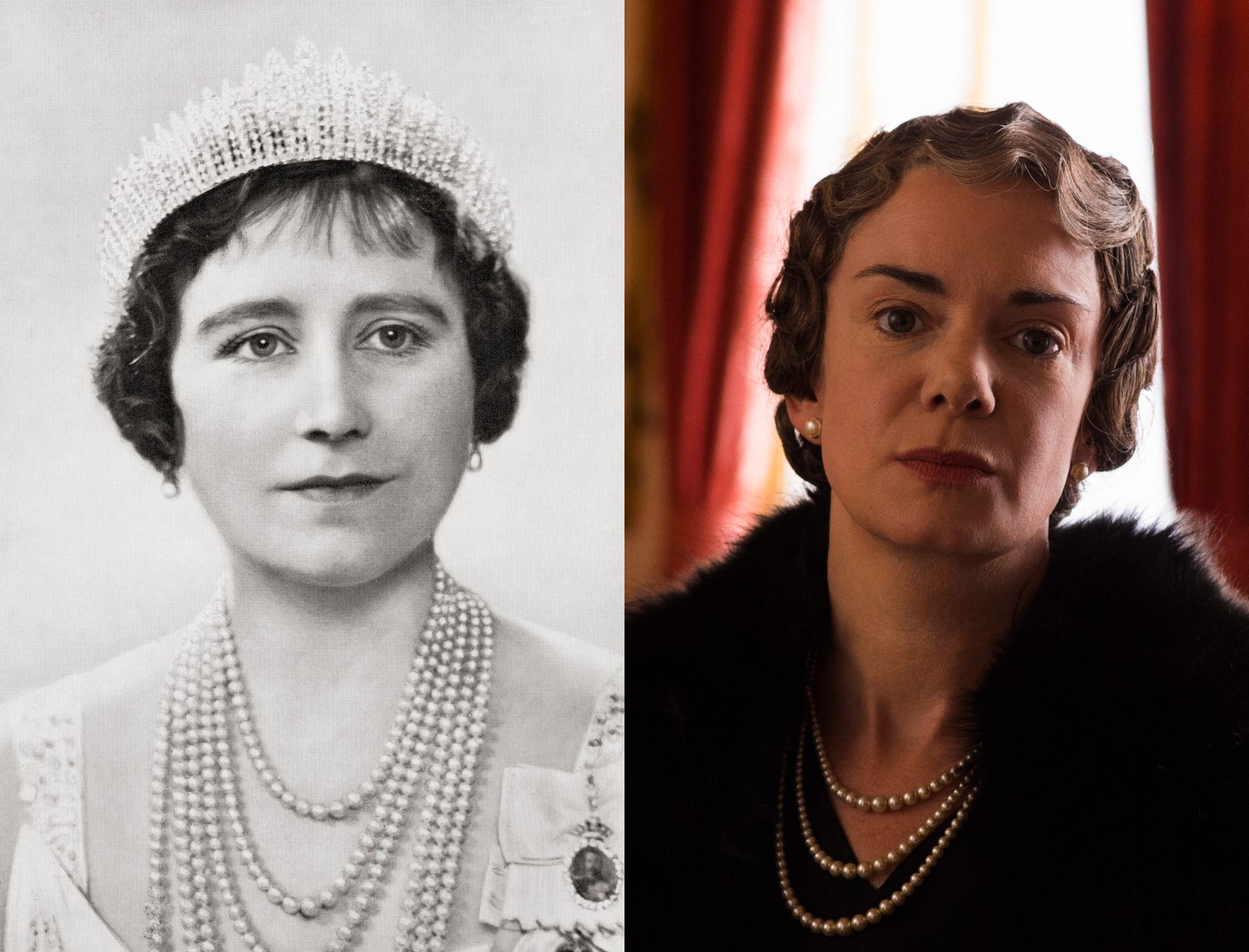 The Queen Consort, Queen Elizabeth, and later, the Queen Mother, as played by Victoria Hamilton