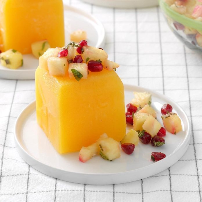 Tropical Desserts - Mango Glace with Pineapple Pomegranate Salsa
