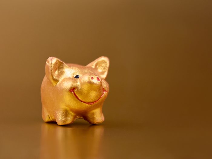 Lucky things - golden pig figurine