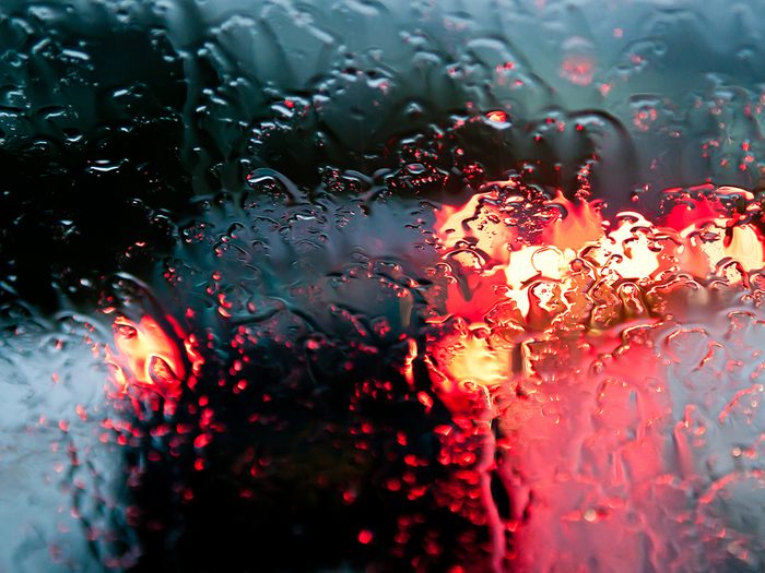 Driving tips for beginners - driving during heavy rain through windshield brake lights